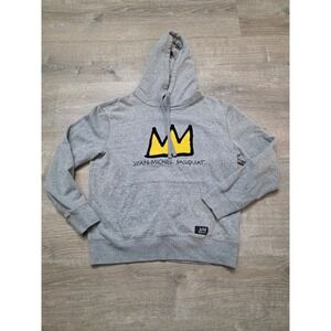 Jean Michel Basquiat Crown Hoodie Gray Pullover Mens Size SM